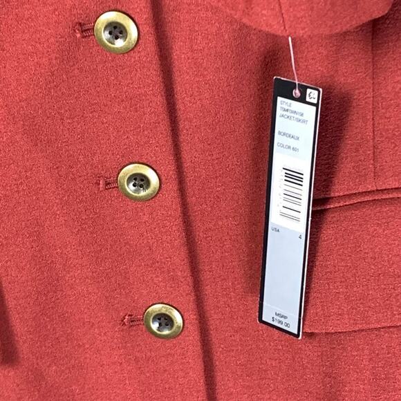 Tahari Brick Red Tailored Single Breasted Corpcore Power Blazer - Size 4 - Picture 4 of 8
